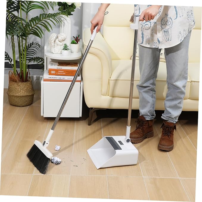 Household Hand Brooms Set Sweeper Broom Standing Dustpan Wide for Outdoor Sweep