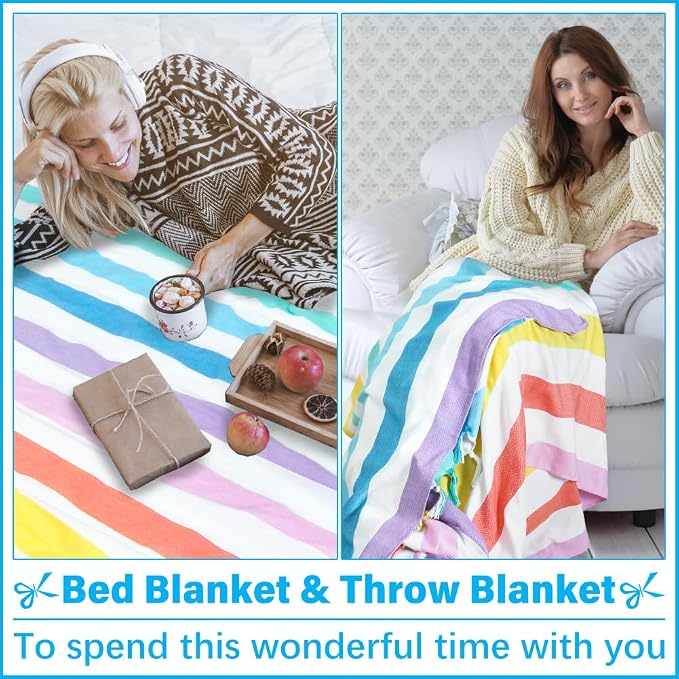 Vikumond Turkish Beach Towel Blanket Oversized 88x82 Inch Quick Dry | Lightweight Compact Portable Sand Free Absorbent Boho Woven Throw for Pool Swimming Picnic Camping Cruise Outdoor Essentials