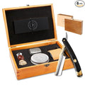 Naked Armor King Arthur Straight Razor Kit, Gold Japanese Stainless Steel | 7-Pc Shave Ready Wet Shaving Kit, 7/8" Barber Straight Edge Razor Set, Strop, Paste, Brush, Soap, Sheath, Box, Gifts for Men