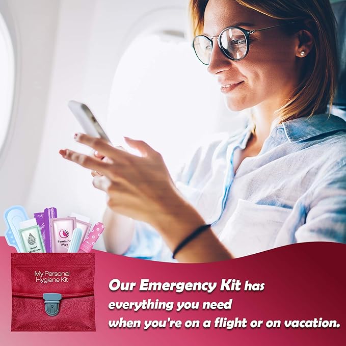 Pink Style Menstrual Kit All-in-One 60 Pack | Convenience on The Go | Period Kit Pack for Travelling, Tweens & Teenagers or just When You’re Out | Individually Wrapped Feminine Hygiene Product