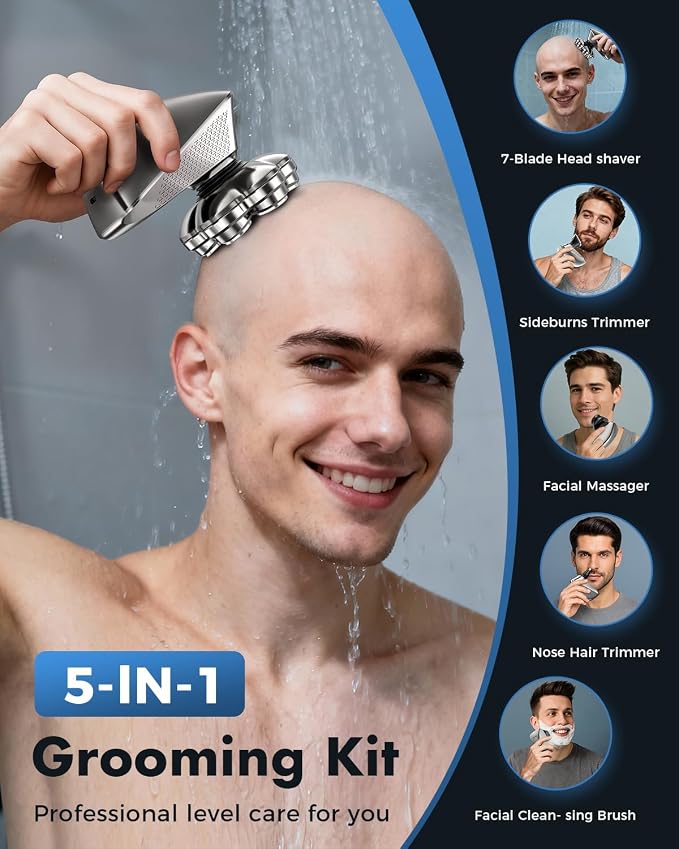 Head Shavers for Bald Men, 7D Electric Razor for Men, IPX7 Waterproof Dry/Wet, Matte Gunmetal