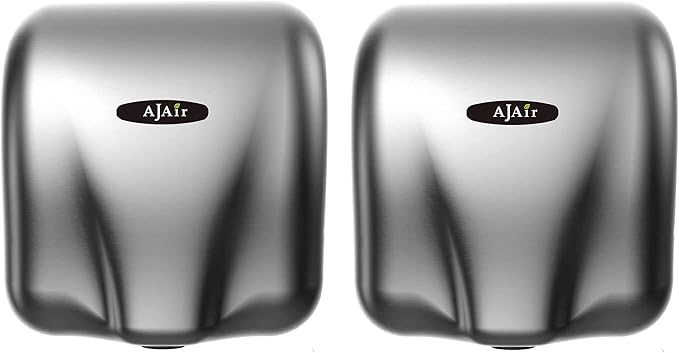 AjAir® 2 Pack Heavy Duty Commercial 1800 Watts High Speed Automatic Hot Hand Dryer - Stainless Steel