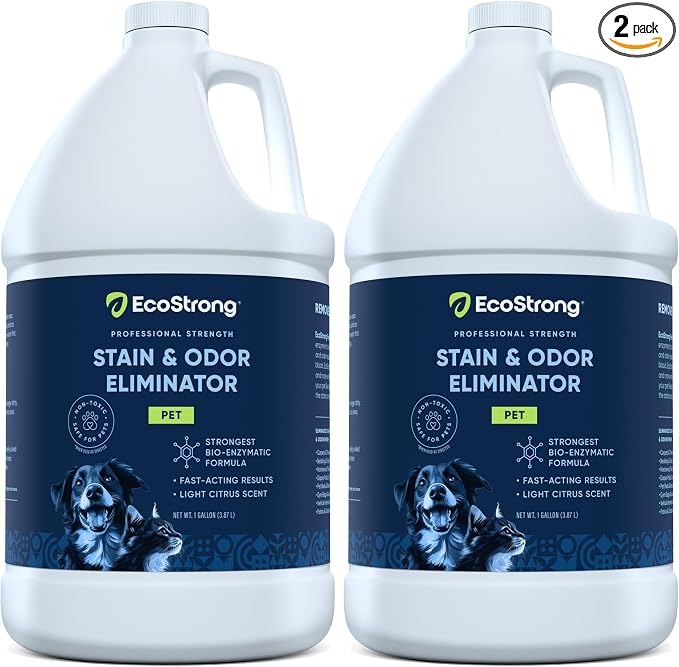 Eco Strong Pet Stain and Odor Remover - Cat Urine Enzyme Cleaner Destroyer, Urine Destroyer for Dogs, Pet Urine Enzyme Cleaner - 128 Oz (Pack of 2)