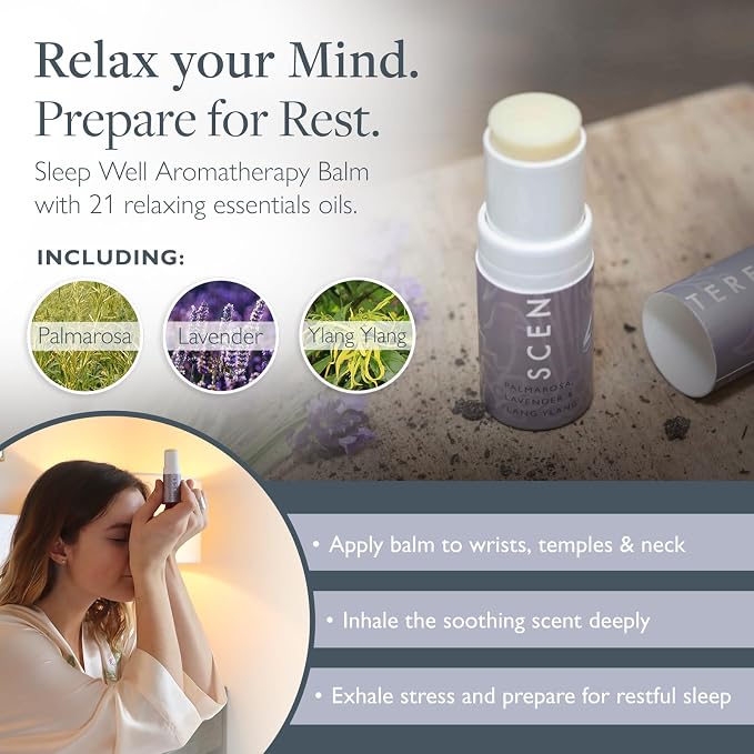 Scentered x SOMO Luxury Blackout 3D Sleep Mask for Side Sleepers & Sleep Well Aromatherapy Balm - Acupressure Eye Mask with Eyelash Space, Hypoallergenic - 4-in-1 Sleep Gift Set with Pouch & Wash Bag