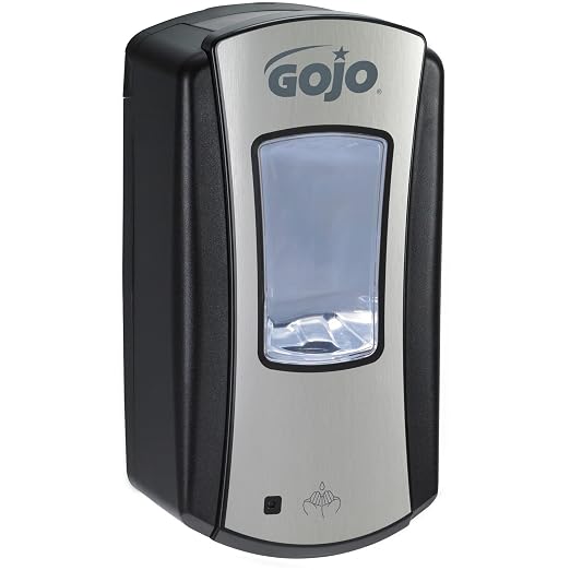 GOJO LTX-12 Touch-Free Foam Hand Soap Dispenser, Chrome/Black, for 1200 mL GOJO LTX-12 Foam Hand Soap Refills (Pack of 1) - 1919-01