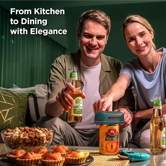 Kitchen Mama Orbit One Electric Can Opener, Royal Emerald | Rechargeable, Hands-free, USB-C Charging, Automatic Stop, Smooth Edge