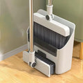 Folding Broom and Dustpan Set, Long-Handled Sweeper with 180° Swivel Head and Scratching Teeth, Suitable for Home and Office Use White