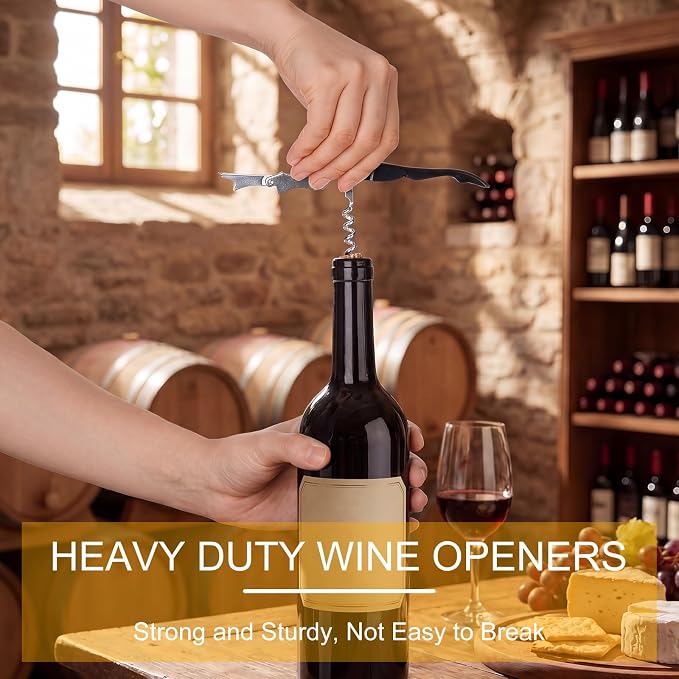 Raiten 100 Pack Waiter Corkscrew Wine Opener Double Hinged Wine Key Bottle Opener with Foil Cutter Heavy Duty Professional Corkscrew for Bartender Server Sommelier (Multicolor)