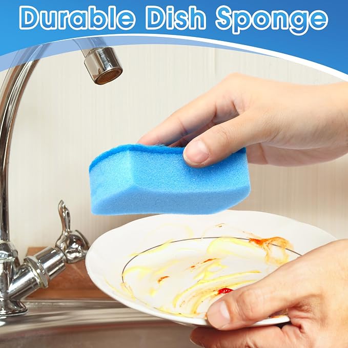 Tioncy 200 Pcs Individually Wrapped Sponges Bulk Dual-Sided Dishwashing Sponge Non-Scratch Scrub Sponges Dish Scrubber for Kitchen, Restaurant, Washing Dishes, Cleaning, Pots, Pans, Car, Bike