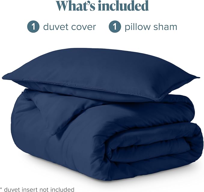 Bare Home Bedding Duvet Cover Extra Long Size - Premium 1800 Super Soft - Lightweight, Cooling Duvet Cover - Soft Breathable Bedding (Twin/Twin XL, Dark Blue)