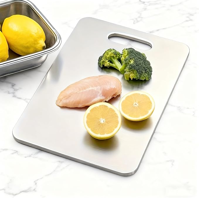 4PCS Titanium Cutting Board Set of 4 – 100% Pure Titanium Double-Sided Chopping Boards for Kitchen, Food-Grade Hygienic Cutting Boards for Meat, Vegetables & Fruits, Durable Non-Stick, Dishwasher Safe