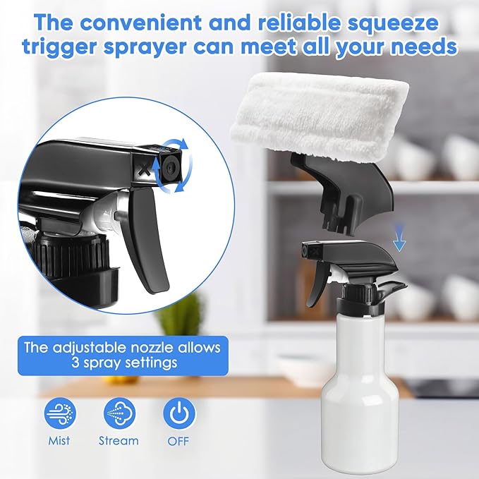 Electric Window Vacuum Squeegee, 2000Pa Rechargeable Window Cleaner Cordless with 200ML Water Tank, Cleaning Kit with Spray Bottle & Microfiber Pad for Glass, Mirror, Shower Door, Car Windshield