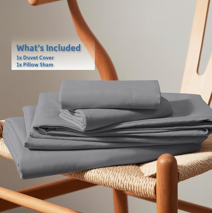 Nestl Twin Duvet Cover Set - Soft Double Brushed Grey Duvet Cover Twin XL, 2 Piece, with Button Closure, 1 Duvet Cover 68x90 inches and 1 Pillow Sham