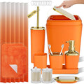 XLHOMO Bathroom Accessory Set - 24PCS Luxury Bathroom Accessories Set, Bathroom Sets with Shower Curtain and Rugs, Orange Bathroom Set with Trash Can, Toothbrush Holder & Soap Dispenser for Home Decor