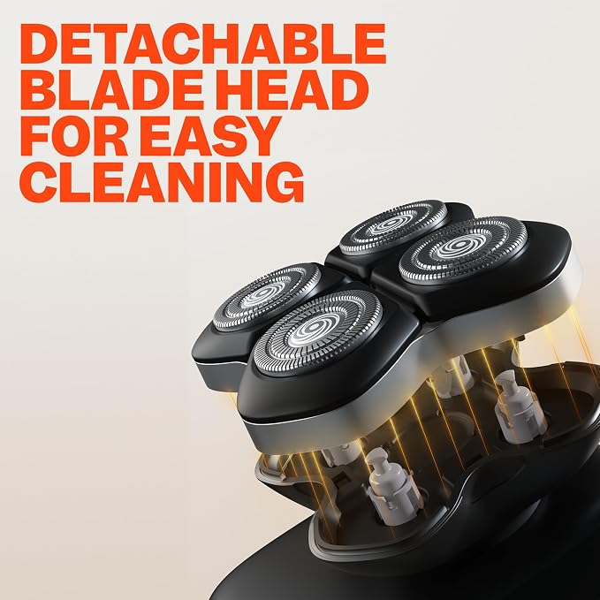 Freebird Electric Head & Body Hair Shaver - Mens Cordless Waterproof Razor with Rotary Blades (FlexSeries Pro, Shaver Kit + One Blade Refill)
