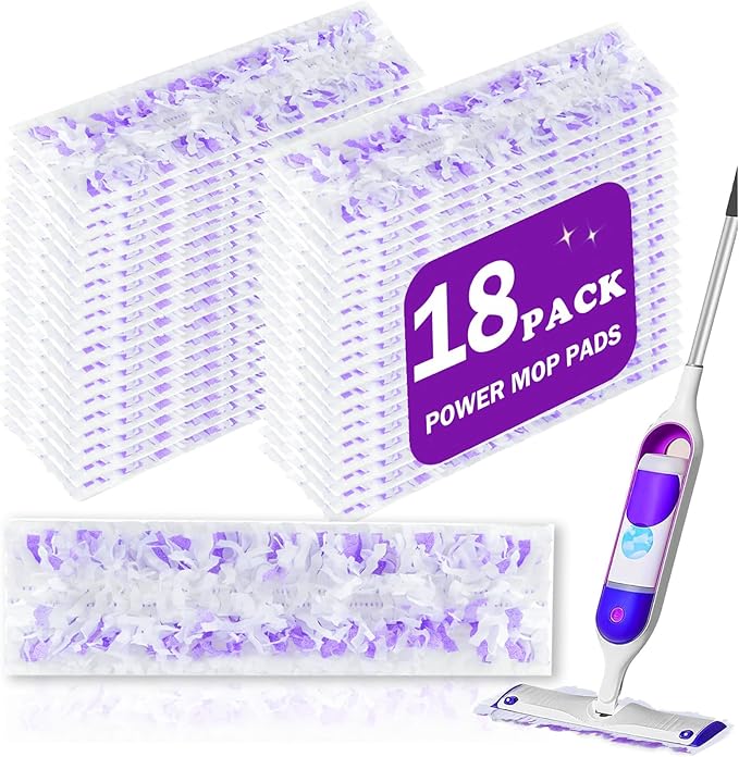 18 Pack Disposable Power Mop Refills for Swiffer Power Mop - 5X Cleaning Power Mop Pads for All Multi-Surface Hardwood Floor Cleaning, 12 Layers Thickened Durable | Super Absorbent | Unscented