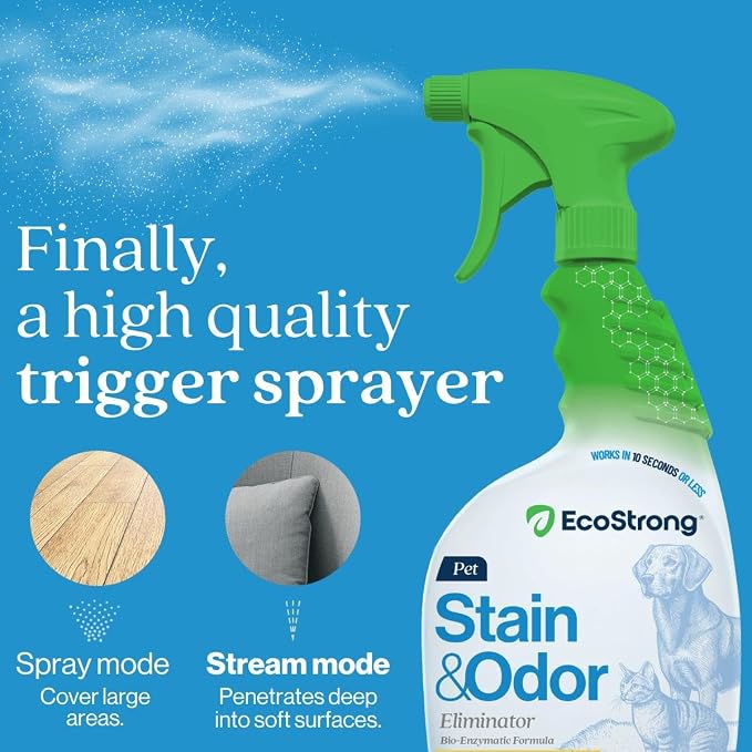 Eco Strong Pet Stain and Odor Remover - Cat Urine Enzyme Cleaner Destroyer, Urine Destroyer for Dogs, Pet Urine Enzyme Cleaner - 32 OZ