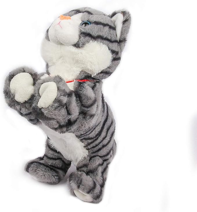 Smalody Interactive Plush Toys, Novelty Sound Control Electronic Cat Electronic Pets Robot Cat Gift for Children (Gray)