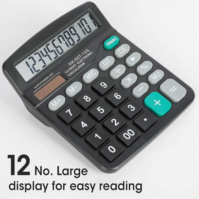 30 Pack Calculator Bulk, 12 Digits Calculators Desktop with Large LCD Display and Sensitive Butto, Solar and Battery Dual Power, Desk Calculator