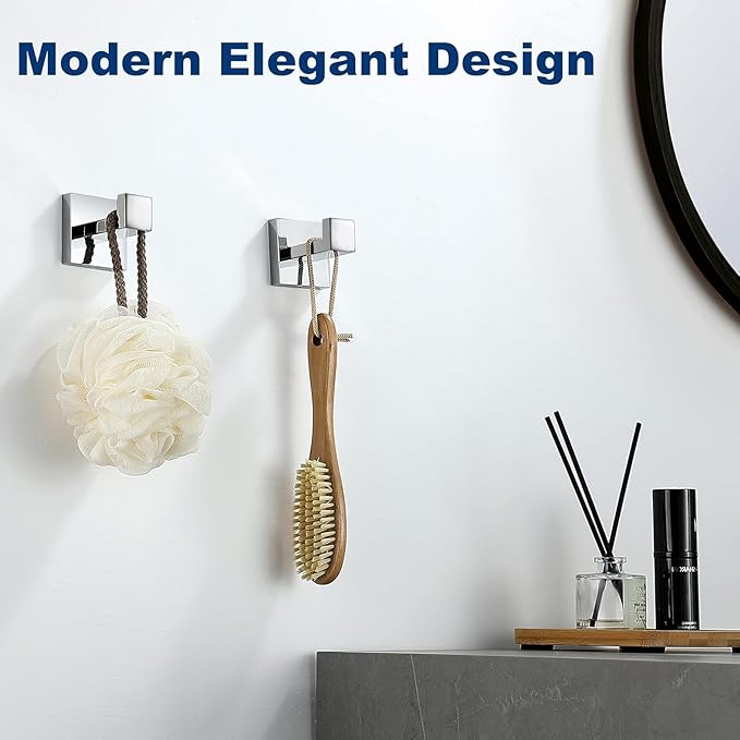 Towel Hooks for Bathrooms, Polished Chrome Towel Hook for Kitchen Bathroom, SUS304 Stainless Steel Coat Hook, Heavy Duty Towels Holder Hooks for Hanging, 1 Pack