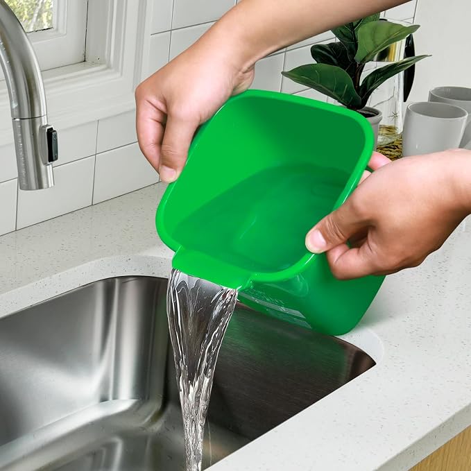 Matthew Red&Green&Blue Detergent and Sanitizing Cleaning Bucket 3 Quart Cleaning Pail,Set of 3 Square Containers,Built-In Spout w/Handle,Wash Rinse Sanitize Handwash Bucket,Incl.3Pcs Microfiber Cloths