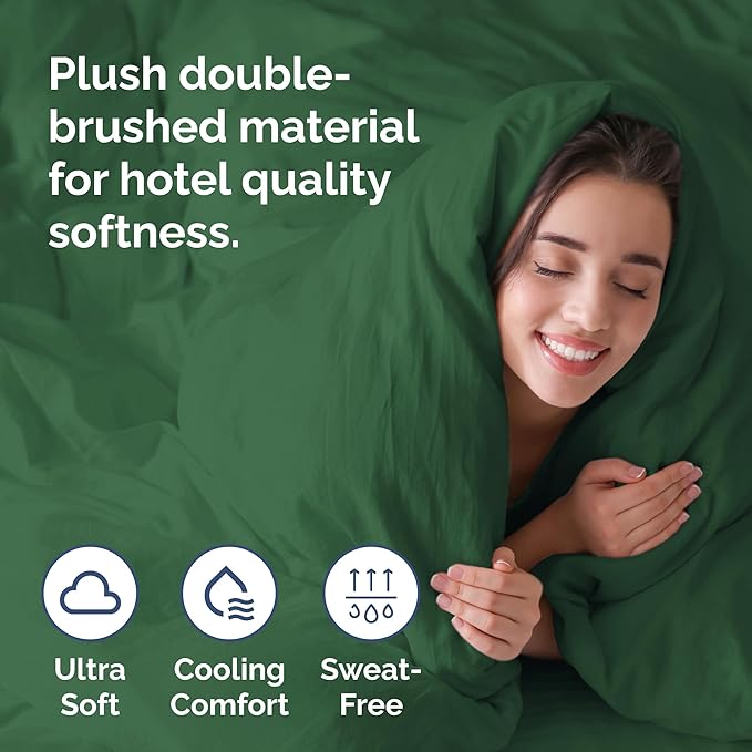 Duvet Cover Full Size Set - Extra Soft Full Duvet Cover 80" x 90" with 2 Pillow Shams for Women, Men, Kids & Teens - Hotel Luxury w/ Zipper Closures & Ties - Comfy, Cozy & Breathable (Emerald Green)