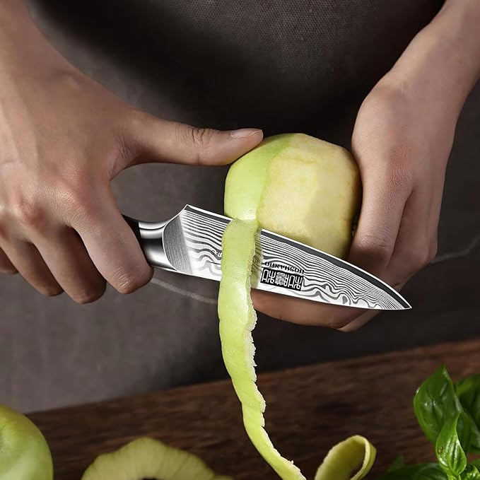 HOSHANHO Paring Knife 3.75 Inch, Powder Steel Forged Small Kitchen Knife | Razor Sharp Fruit Knife for Peeling & Coring, Japanese Peeling Knife with Ergonomic Pakkawood Handle, Thoughtful Gifts