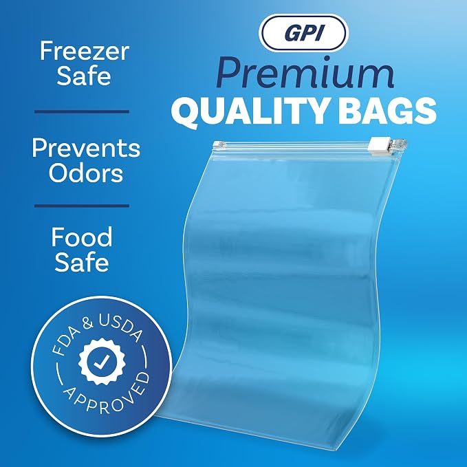 100 Count - Slider Zip Food Storage Sandwich Bags, 7" x 9" 3 Mil Heavy Duty, Strong & Durable For Freezer Storage, For Sandwiches, Snacks & More. GPI