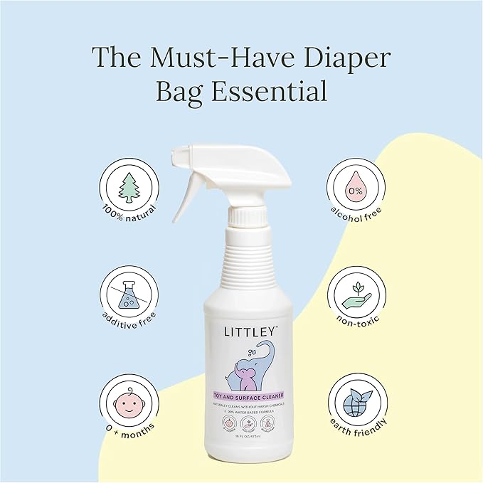 Littley Toy & Surface Cleaner | 2 Pack | Alcohol-Free HOCl Spray for Baby Toys & High-Touch Surfaces | Fragrance-Free Formula | Gentle Cleaning for Everyday Messes | 16 oz