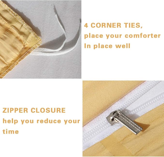 AveLom Yellow Duvet Cover King (104 x 90 inches), 3 Pieces (1 Duvet Cover + 2 Pillow Cases), Seersucker Textured Ultra Soft Washed Microfiber, Textured Duvet Cover with Zipper Closure, Corner Ties
