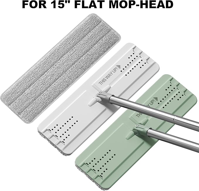 JOYMOOP Microfiber Flat Mop Pads for 13" Flat Mop System, Washable Replacement Cleaning Pads, Pack of 4, Grey and Stripe