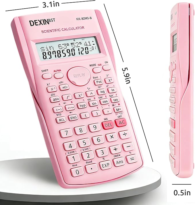 24 Pack Scientific Calculators, 2 Line Engineering Large Display Scientific Calculator Bulk Multi-Function Ideal for Student Teacher Algebra Chemistry Finance Construction Office School Business, Pink