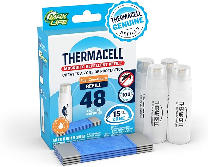 Thermacell Fuel-ZoneGuard Mosquito Repellent Max Life Refill; 15FT Zone of Scientifically Proven Outdoor Protection; Fuel-Powered; Patio Shield; 48-Hr Refill; Bug Spray Alternative; Scent Free