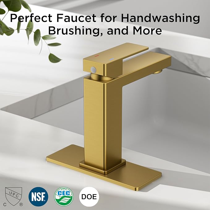FORIOUS Brushed Gold Bathroom Faucets 1 or 3 Holes, Single Handle Bathroom Sink Faucet with Pop-up Drain for Vanity RV Lavatory Restroom Sink