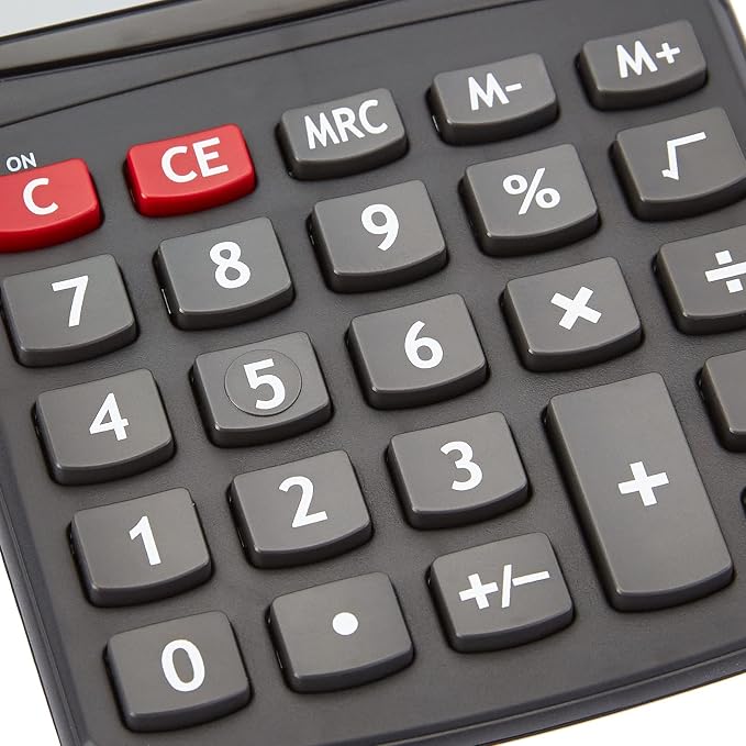 Amazon Basics LCD 8-Digit Desktop Calculator, Portable and Easy to Use, Black, 10-Pack