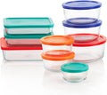 Pyrex Simply Store (9-Pack) Mixed Sized Glass Food Storage Set, Round & Rectangular Containers With Plastic Lids, BPA-Free, Dishwasher & Microwave Safe