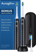 AURAGLOW Sonic Electric Toothbrush for Adults – Rechargeable, 40,000 VPM, 5 Modes, Removes 10x More Plaque, IPX7 Waterproof, Wireless Charging, 30-Day Battery, 2 Brush Heads & Travel Case