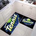 Tennis Net Tennis Ball Kitchen Rugs Non Slip Blue Kitchen Mats Machine Washable Rugs 2 Pieces Minimalist Sports Design Runner Carpet, 20"x32"+20"x71"