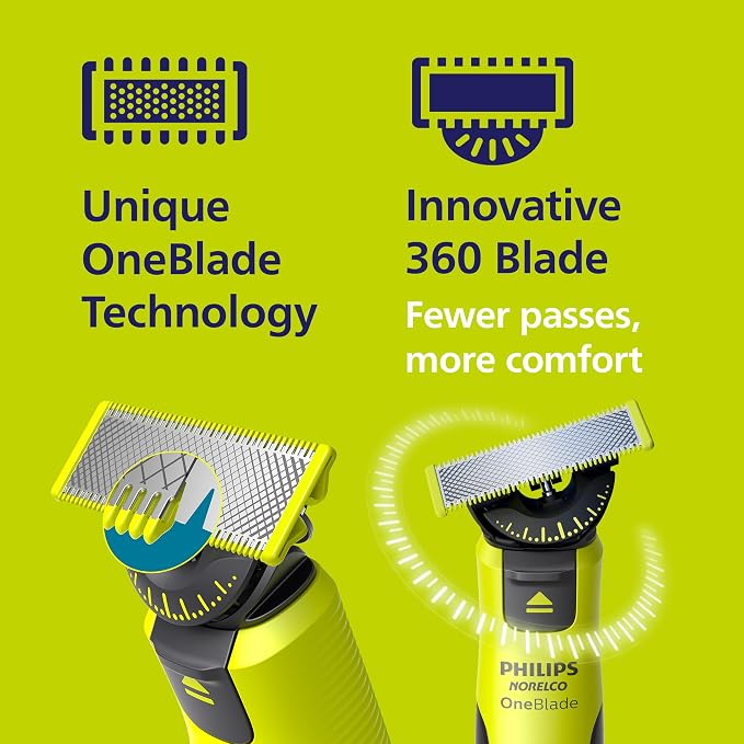 Norelco Philips OneBlade 360 with Connectivity Hybrid Face, Electric Beard Trimmer and Shaver, with 360 Blade Technology, 1x360 Blade for Face, 5in1 Adjustable Comb, Model QP4530/90