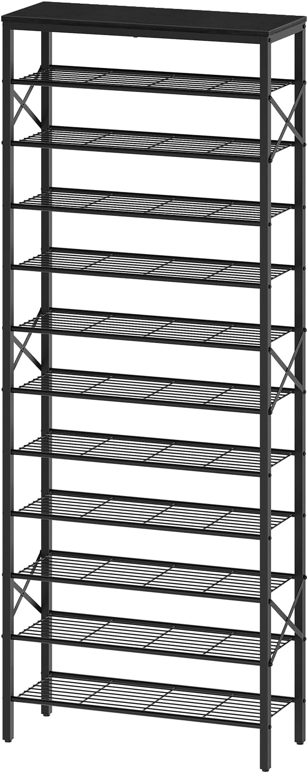 YATINEY 12 Tier Shoe Rack, Large Capacity Shoe Storage Organizer Holds 48 Pairs, Sturdy and Stable, for Entryway, Hallway, Closet, Dorm Room, Black SS12BB