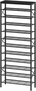 YATINEY 12 Tier Shoe Rack, Large Capacity Shoe Storage Organizer Holds 48 Pairs, Sturdy and Stable, for Entryway, Hallway, Closet, Dorm Room, Black SS12BB