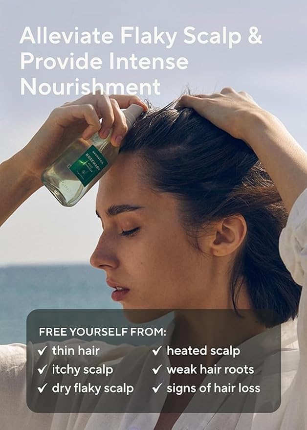 AROMATICA Root Enhancer Rosemary Water for Hair Growth spray - with Rosemary hair oil & caffeine & biotin - Korean hair care for hair thinning & hair loss - free from silicone, paraben and sulfate
