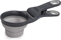 Dexas Popware for Pets Collapsible Klip Scoop, 3-in-1 Pet Food Scoop, Measuring Cup and Bag Clip, 2 Cup Capacity, Light Gray
