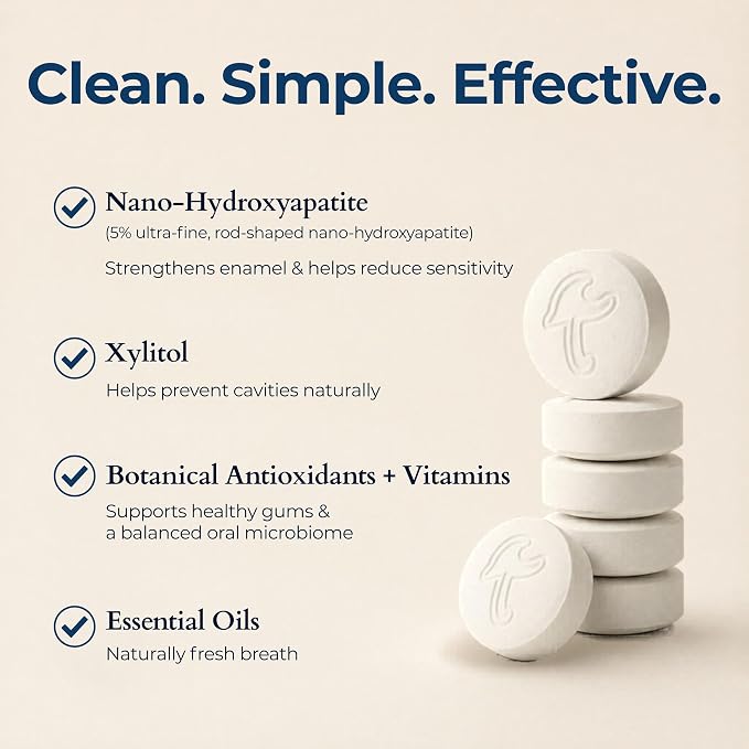 Fluoride Toothpaste Tablets with nHAp, Cool Mint, 1-Month Tin