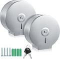 Mifoci 2 Pcs Industrial Toilet Paper Holder Commercial Roll Dispenser Wall Mount Stainless Steel Jumbo Tissue Dispenser Fits 9" Roll Toilet Paper for Office Home Public Places (Silver)