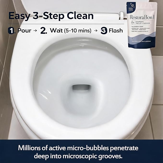 Toilet Cleaner, No-Scrub Foaming Powder with Fresh Scent, Fast-Acting Oxygen Formula, Splash-Free & Brush-Free Daily Bathroom Maintenance (2 bags, 7.05 Ounce (Pack of 1))