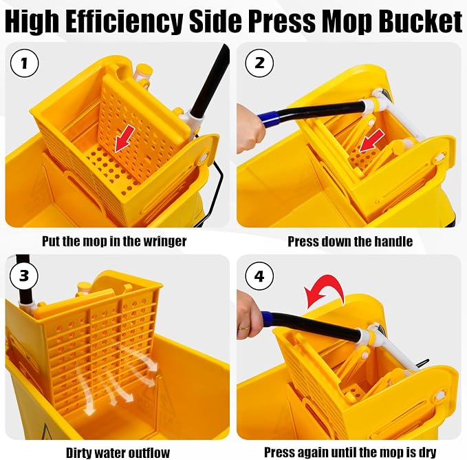 Goplus Commercial Mop Bucket with Wringer, Household Portable Mop Bucket, Ideal for Household and Public Places Floor, 21 Quart Capacity, Yellow (21 Quart)