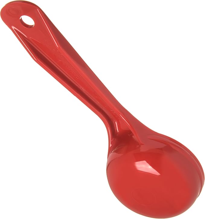 Carlisle FoodService Products Measure Miser Solid Measuring Spoon with Short Handle, 2 Ounces, Red, 1 Count (Pack of 4)