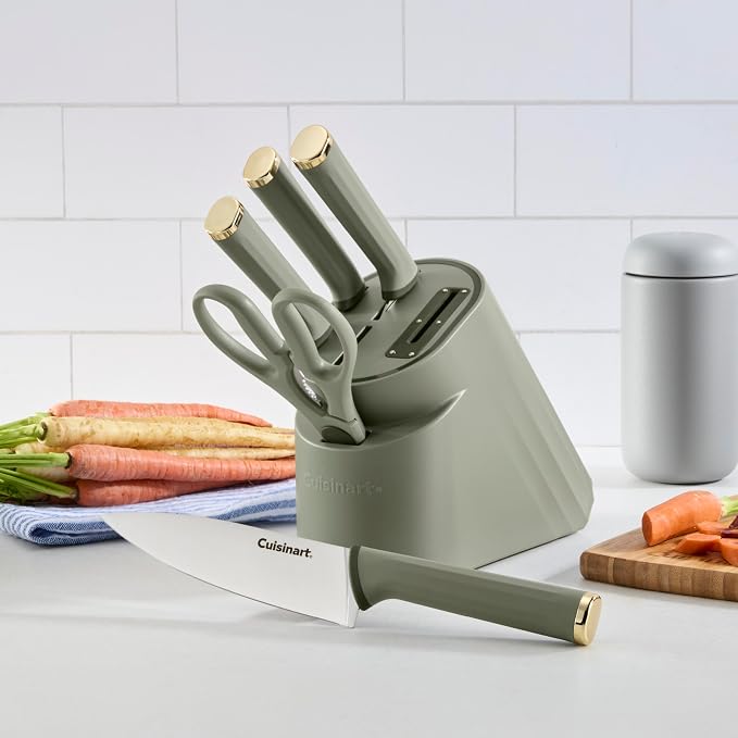 Artisan Elite Stainless Steel Cutlery 6 Piece Knife Block Set, Green