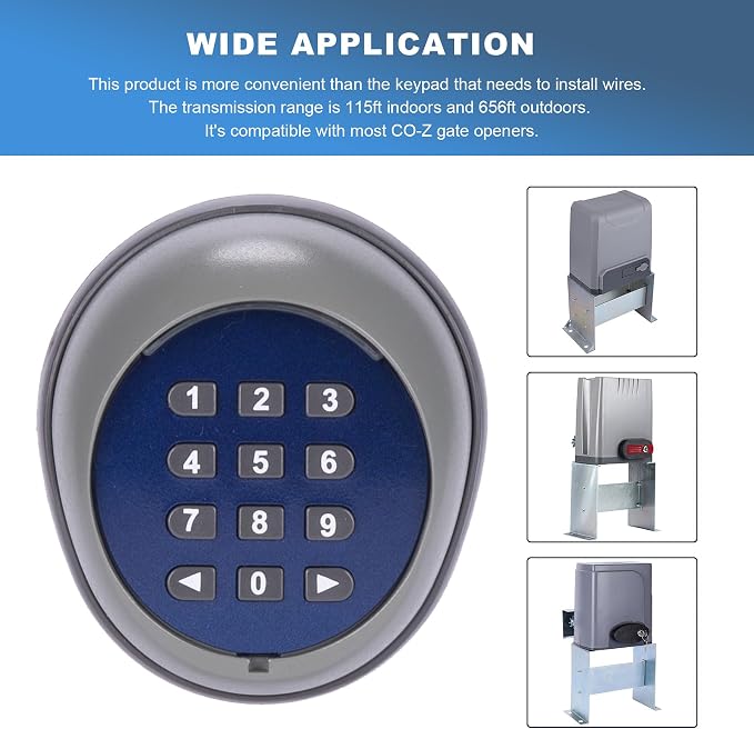CO-Z Security Wireless Automatic Code Entry Gate Keypad Remote Operator Panel Control for Sliding Gate Opener Motor